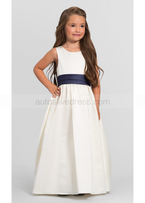 Ivory Satin Floor Length Bustle Back Flower Girl Dress Ivory Satin Floor Length Bustle Back Flower Girl Dress